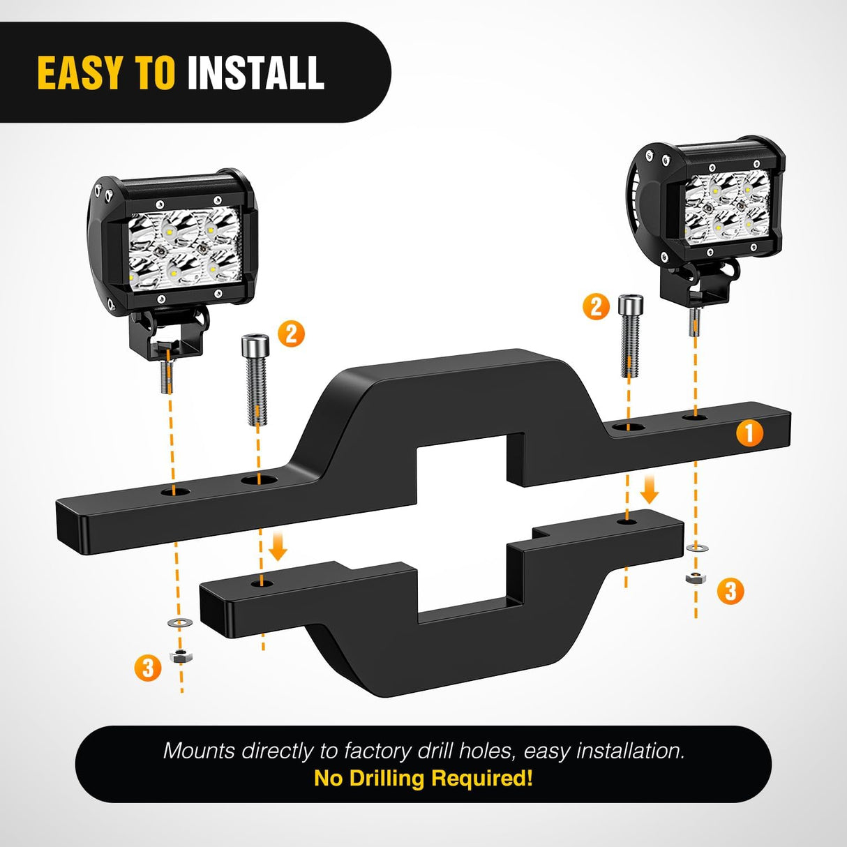 1-1/4 inch Towing Hitch Mount Bracket for Truck Trailer RV SUV Pick Up fit Dual LED Work Light Reverse Rear Back Up Off Road Lights(Towing Hitch Mount Bracket) Without Light