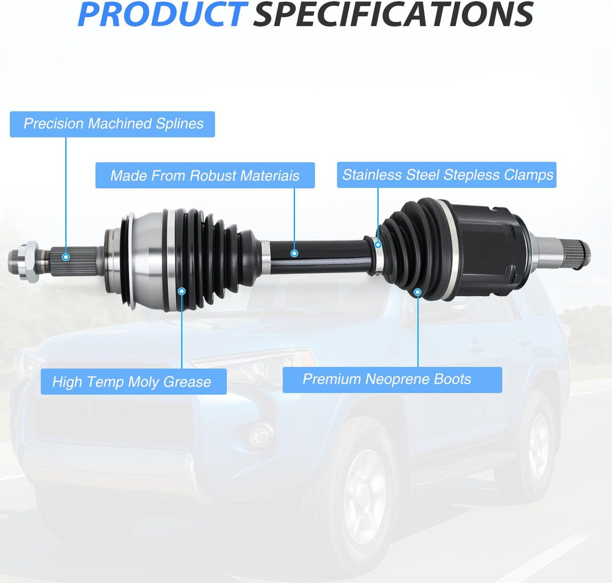 CV Axle Shaft Assembly | Compatible with 2003-2009 Lexus GX470 2010-2022 GX460 2003-2022 Toyota 4Runner Half-Shaft Front Driver or Passenger Side