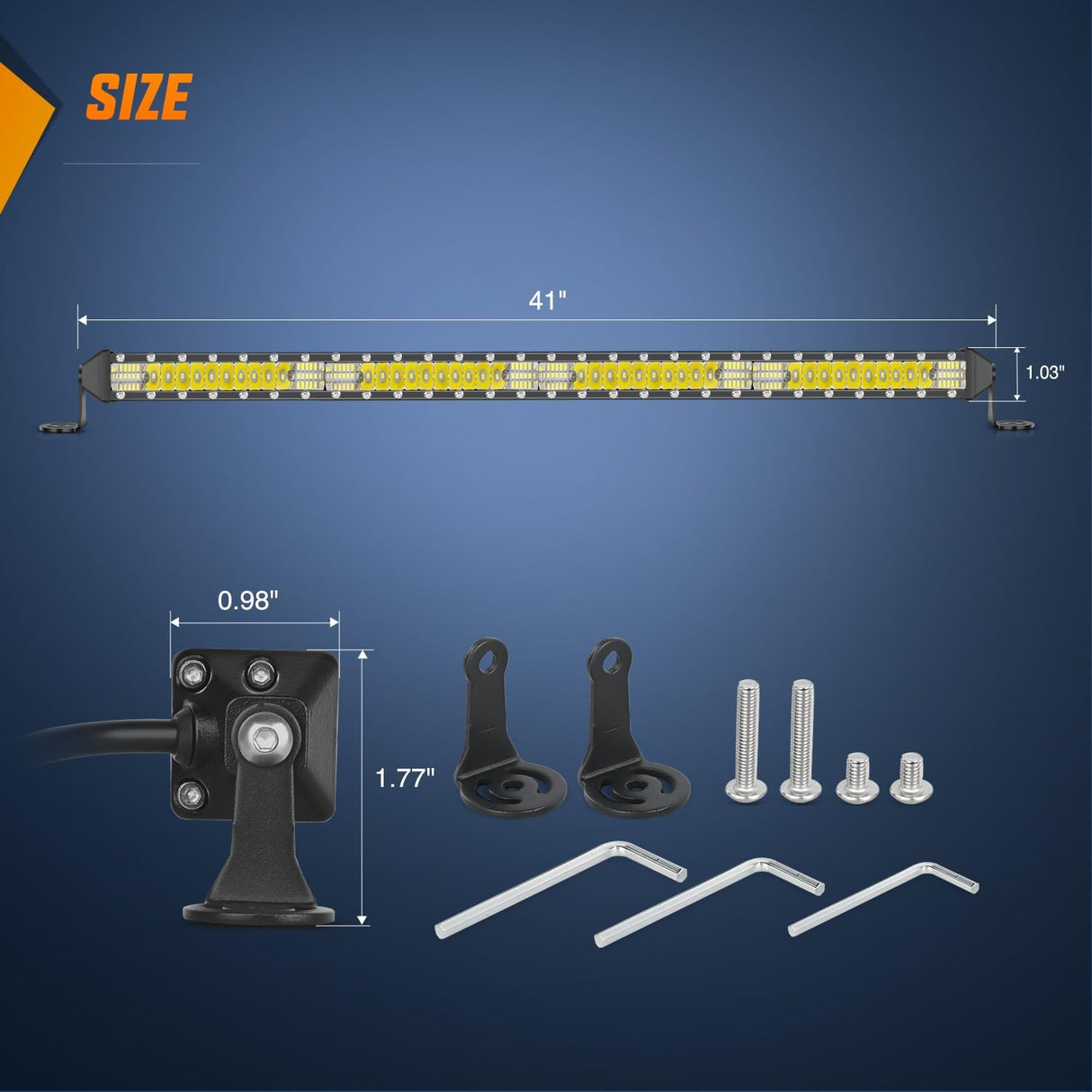 Slim LED Light Bar 40 Inch 104LED Single Row Spot Flood Combo Fog Lights Driving Light Work Lights Roof Bumper Lamp Offroad Lighting for 4x4 Trucks SUV ATV UTV