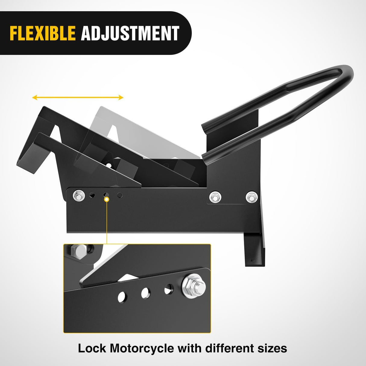 Motorcycle Front Wheel Stand for 16 Inch-23 Inch Wheels | for Trailer Cruiser Sports Dirt Bikes 1800 lb Capacity Adjustable Wheel Stand