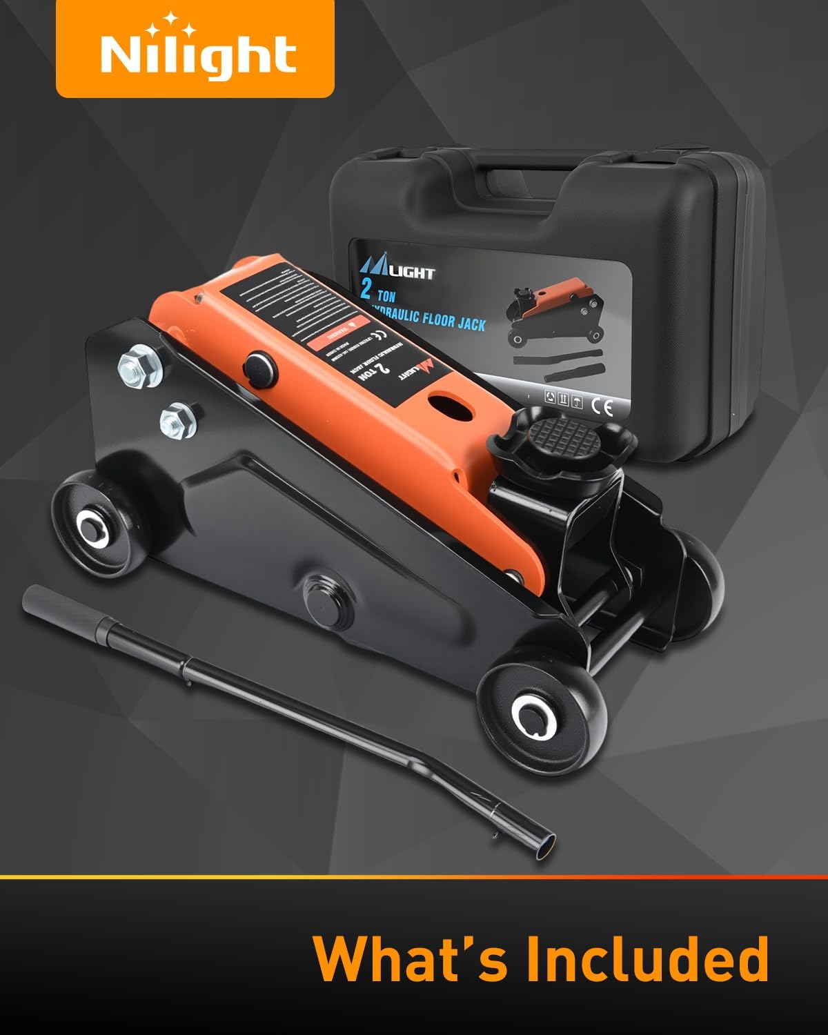 Floor Jack 2 Ton, Heavy Duty Steel Hydraulic Trolley Car Jack, Portable Emergency Service Jack for Roadside Repair, Lifting Range 5.5 Inch to 15.2 Inch