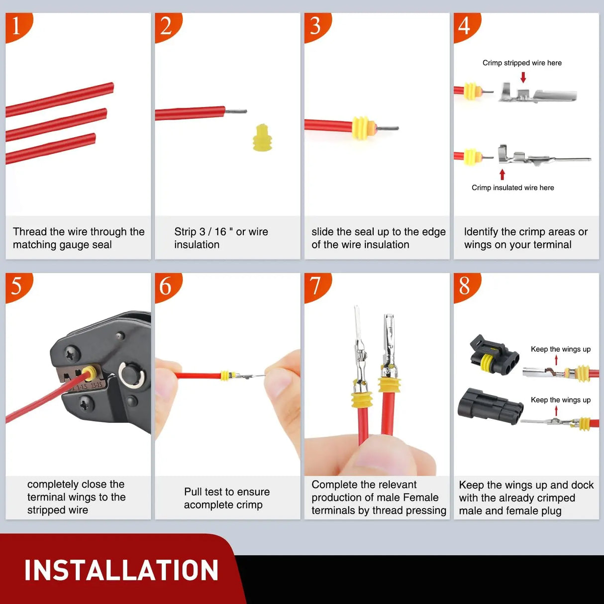622PCS 1 2 3 4 5 6 Pin Electrical Connector Plug Male Female Terminal Wire Connector Nilight