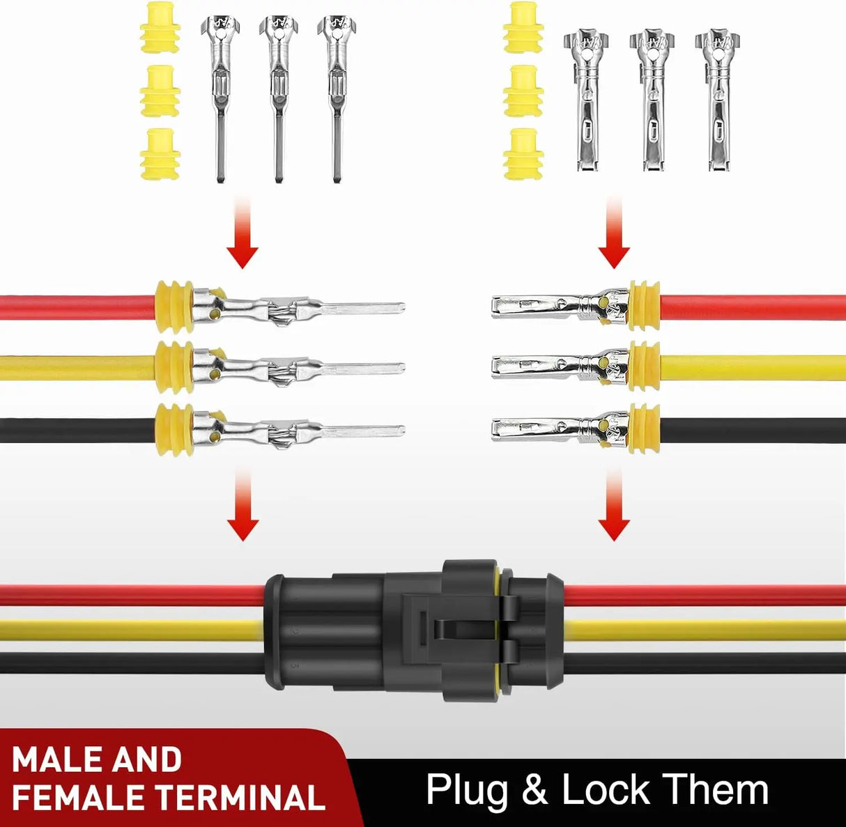 622PCS 1 2 3 4 5 6 Pin Electrical Connector Plug Male Female Terminal Wire Connector Nilight