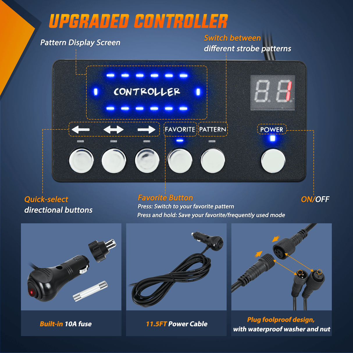 Roof Top strobe light 42 Leds Roof Top Amber White Emergency Strobe Light Control Panel Magnetic Mount