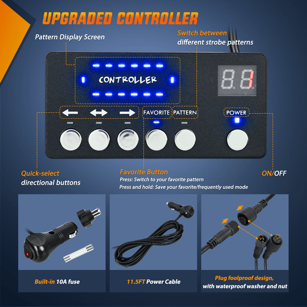 Roof Top strobe light 42 Leds Roof Top Blue Emergency Strobe Light Control Panel Magnetic Mount