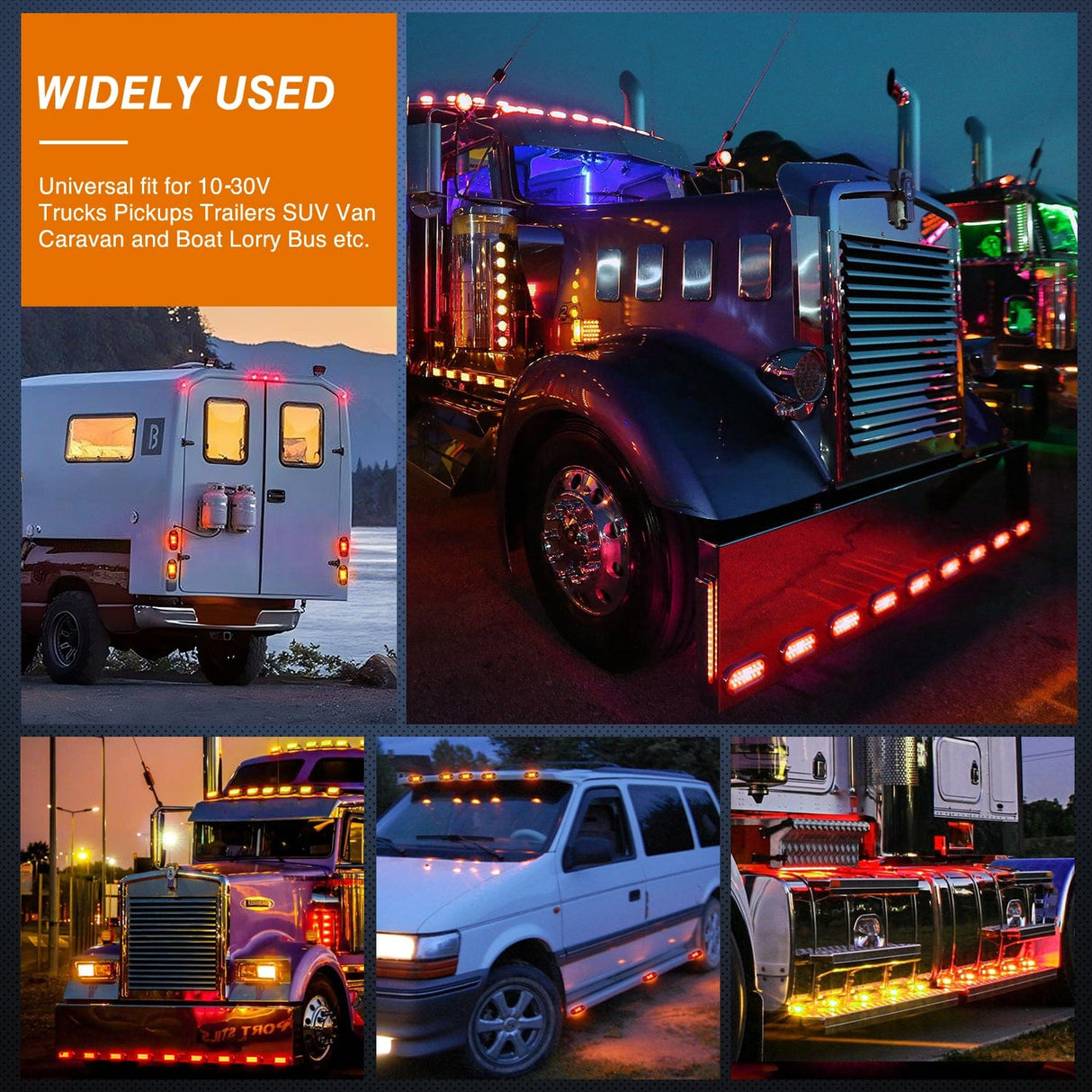 Side Marker Clearance Lights 2.5Inch Oval Red Amber 2 Diode LED Side Marker Light 20PCS