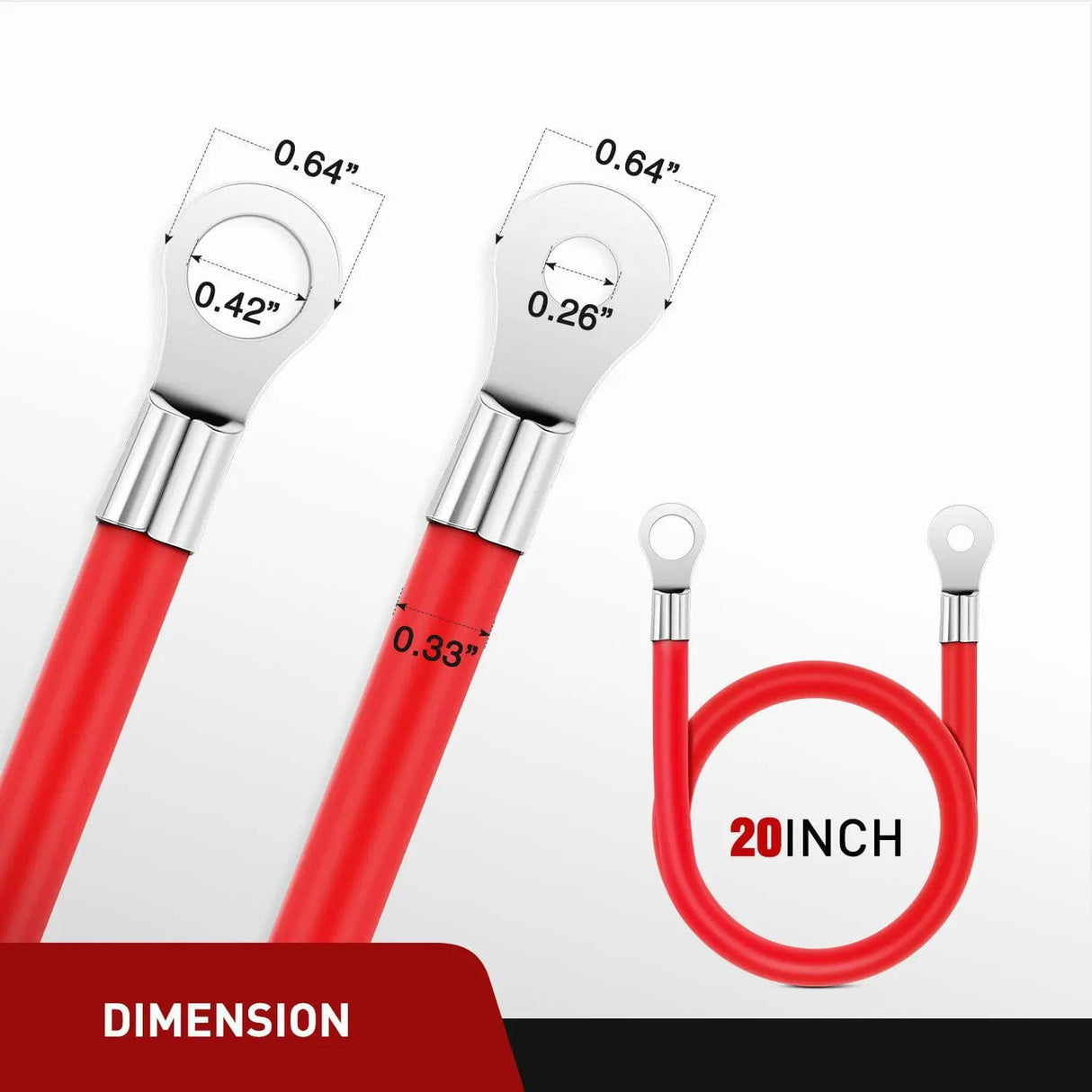 Accessories 6AWG 20Inch Battery Inverter Cables Terminals