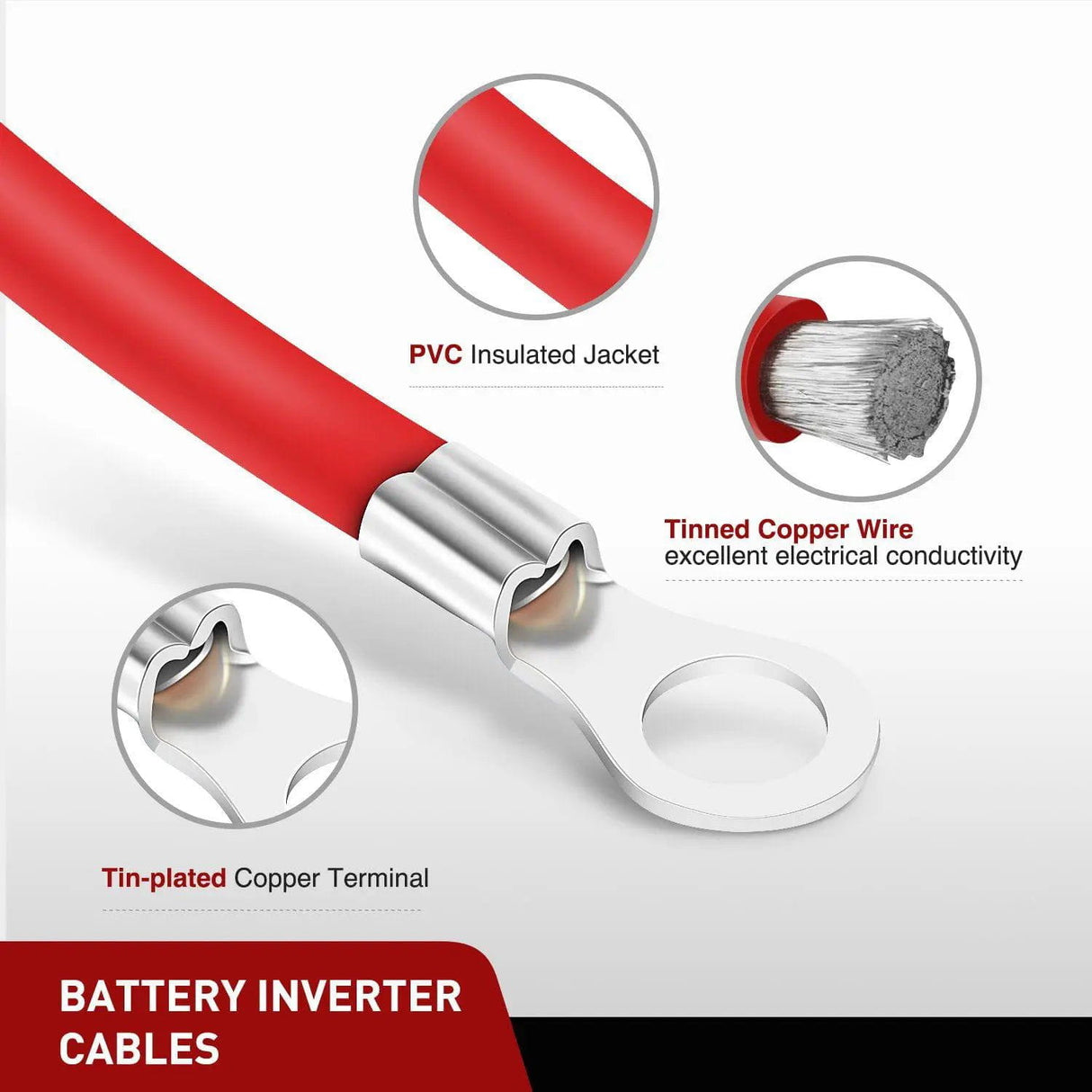 Accessories 6AWG 20Inch Battery Inverter Cables Terminals