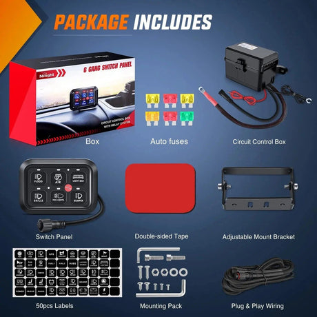 Accessories 6Gang Multifunction Blue Rocker Switch Panel System