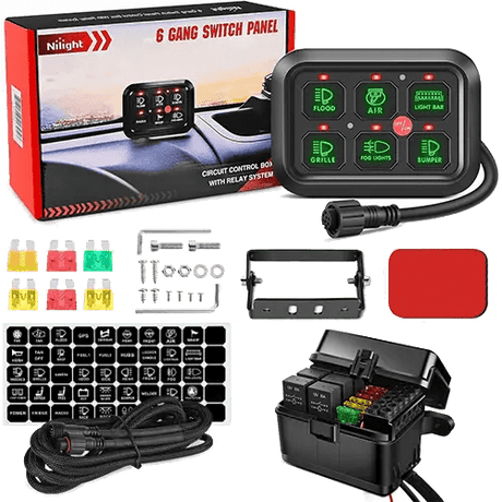 Accessories 6Gang Multifunction Green Rocker Switch Panel System