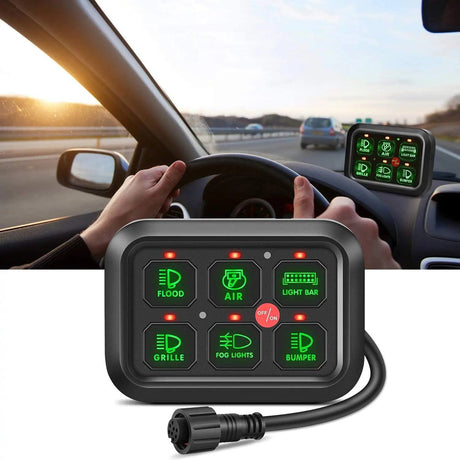 Accessories 6Gang Multifunction Green Rocker Switch Panel System