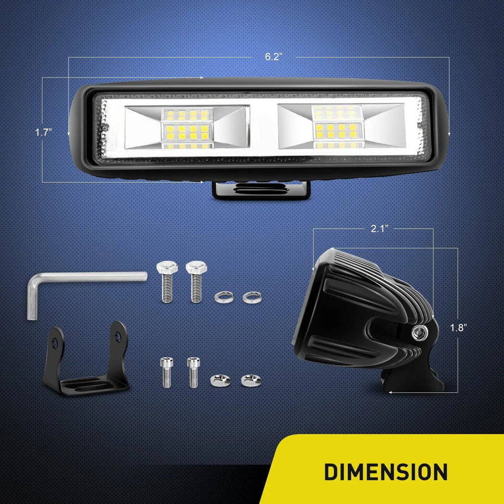 LED Light Bar 6" 48W 4800LM Flood Led Work Lights (Pair)