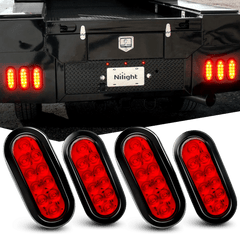 6 Inch Oval Red LED Trailer Tail Lights (2 Pairs)