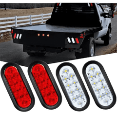 6 Inch Oval Red White LED Trailer Tail Lights (2 Pairs)