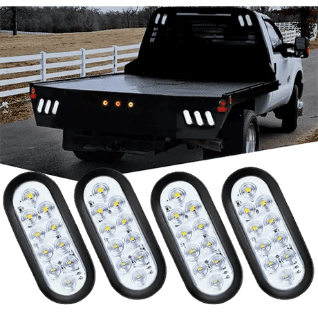 Trailer Light 6" Oval White LED Trailer Tail Lights (2 Pairs)