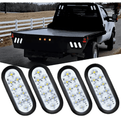 6 Inch Oval White LED Trailer Tail Lights (2 Pairs)