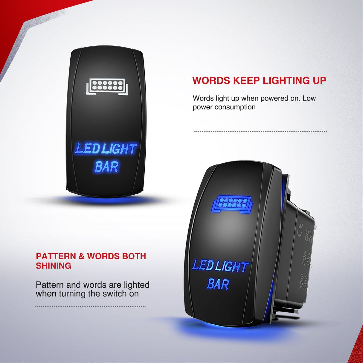 Nilight 14AWG LED Light Bar Wiring Harness Kit 12V On Off 5Pin Rocker Switch Laser Waterproof Toggle Switches Power Relay Blade Fuse for Work Lights Cars Boat ATV Trucks-3 Leads, Bule