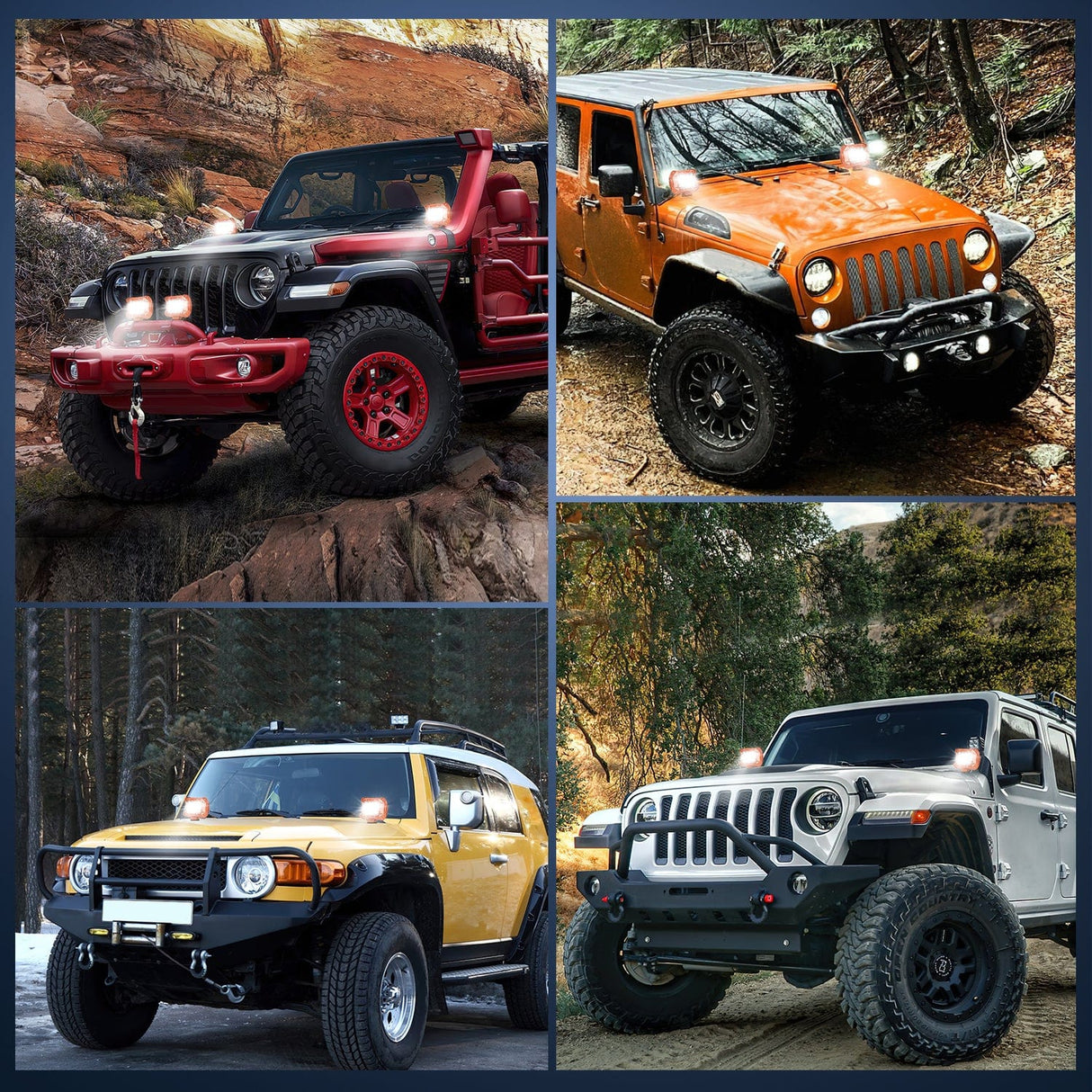 LED Work Light 2pc 4 Inch 20W Spot Flood Combo Orange Case Led Light Bar