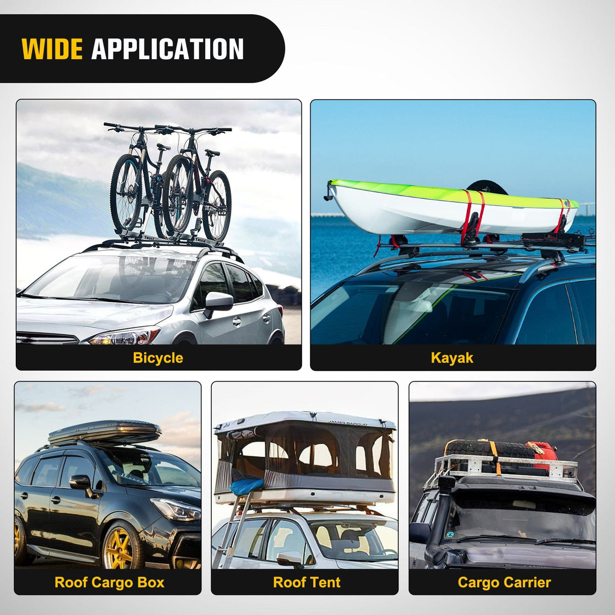 Roof Rack Aluminum Roof Rack Cross Bars Fit for Toyota Tacoma Double Cab 2005 2006 2007 2008 2009 2010 2011 2012 2013 2014 2015 2016 2017 2018 2019 2020 2021 2022 2023