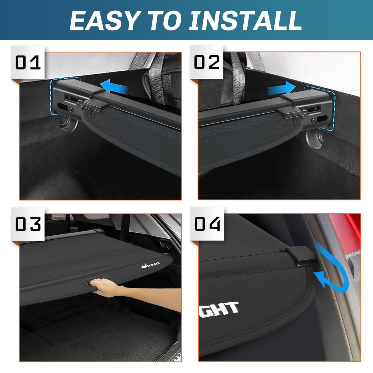 Trunk Cargo Cover 2019 2020 2021 2022 2023 2024 2025 Toyota RAV4 Accessories Retractable Trunk Cargo Cover With Trunk Storage Net