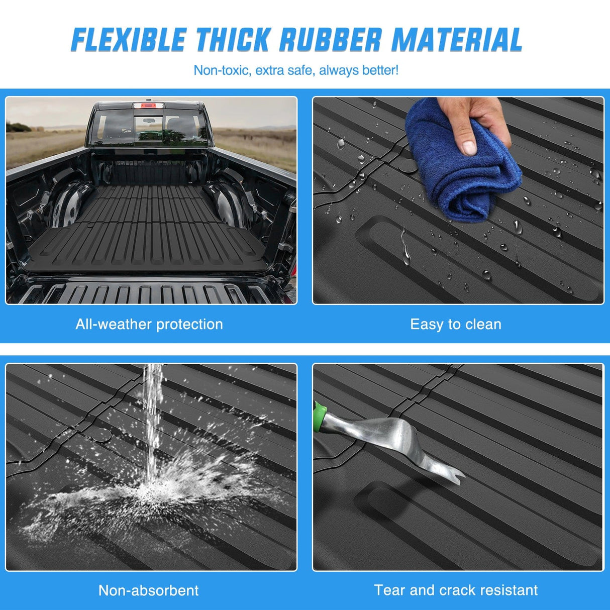 Truck Bed Mat Truck Bed Mat 5.7FT for 19-24 25 Dodge Ram 1500, TPE Anti-Slip Vehicle Cargo Bed Liner Mat for 2019 2020 2021 2022 2023 2024 2025 Dodge Ram 1500, All Weather Protection for Your Truck