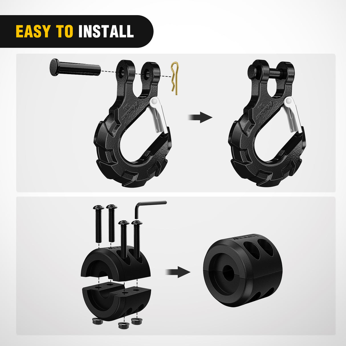 winch hook 3/8 inch Grade 70 Winch Hook Black