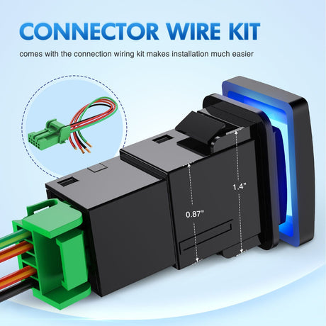Rocker Switch Toyota AUX Lights Push Button Toyota AUX Lights Push Button Square Switch 12V ON Off Switch with Connector Wire Kit Switch 12V ON Off Switch with Connector Wire Kit