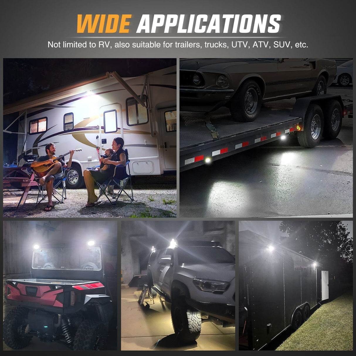 Area Lights RV Exterior Light 2PCS 5 Inch White Beam Porch Lights White Aluminum