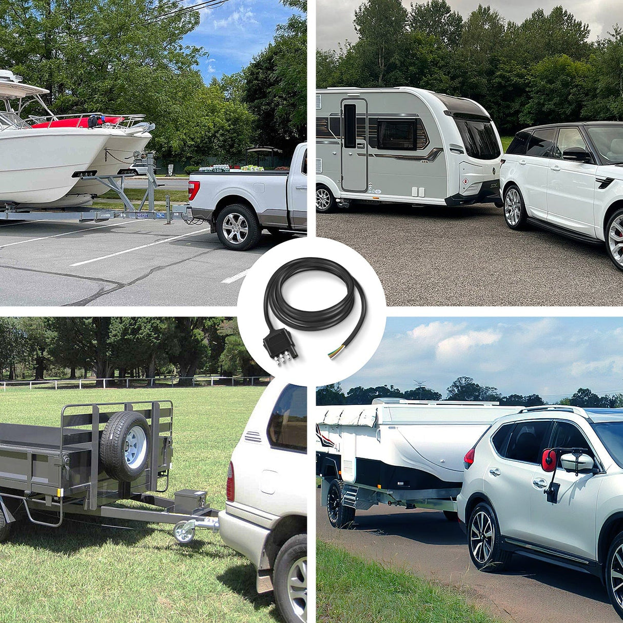 Wiring Harness Kit 5ft 18AWG 4 Pin Jacketed Cable Trailer Wire