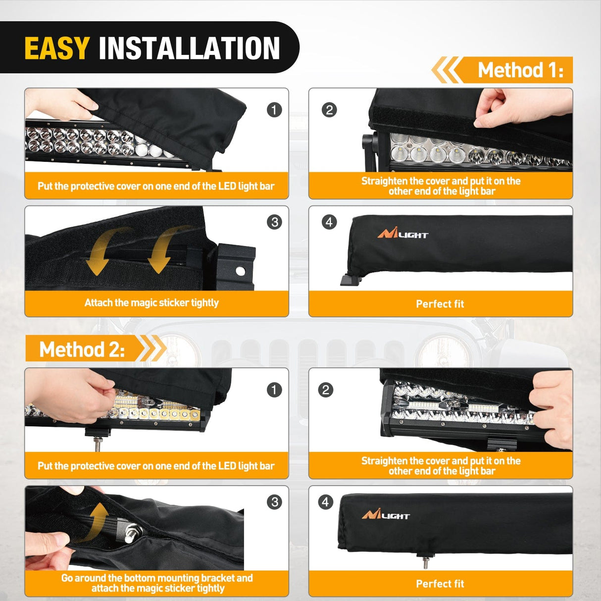 light cover LED Light Bar Cover 32 Inches Black Nylon Protective Sleeve Universal Fit Straight and Curved Bar Waterproof Dustproof Scratch-Proof Light Cover for Driving Off Road Lights