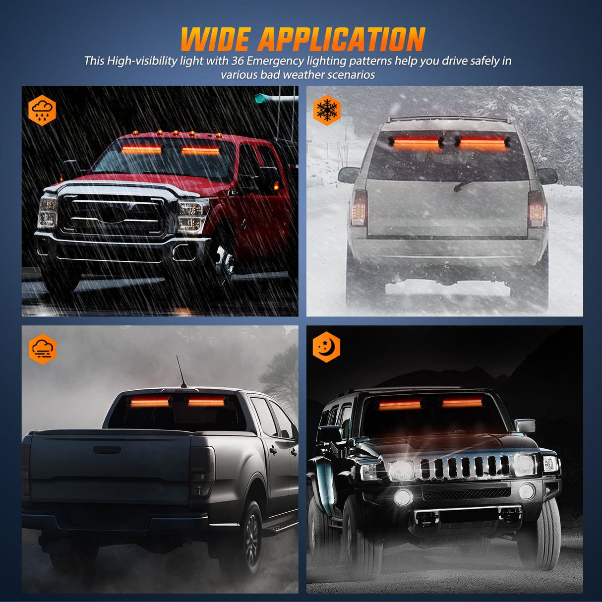 Led Strobe Light 24LED Emergency Strobe Traffic Advisor Light Bar 2 in 1 Red Dash Warning Safety Flashing Lights Front/Rear Windshield Construction Lights for Trucks Cars Plow Police Firefighter Vehicles