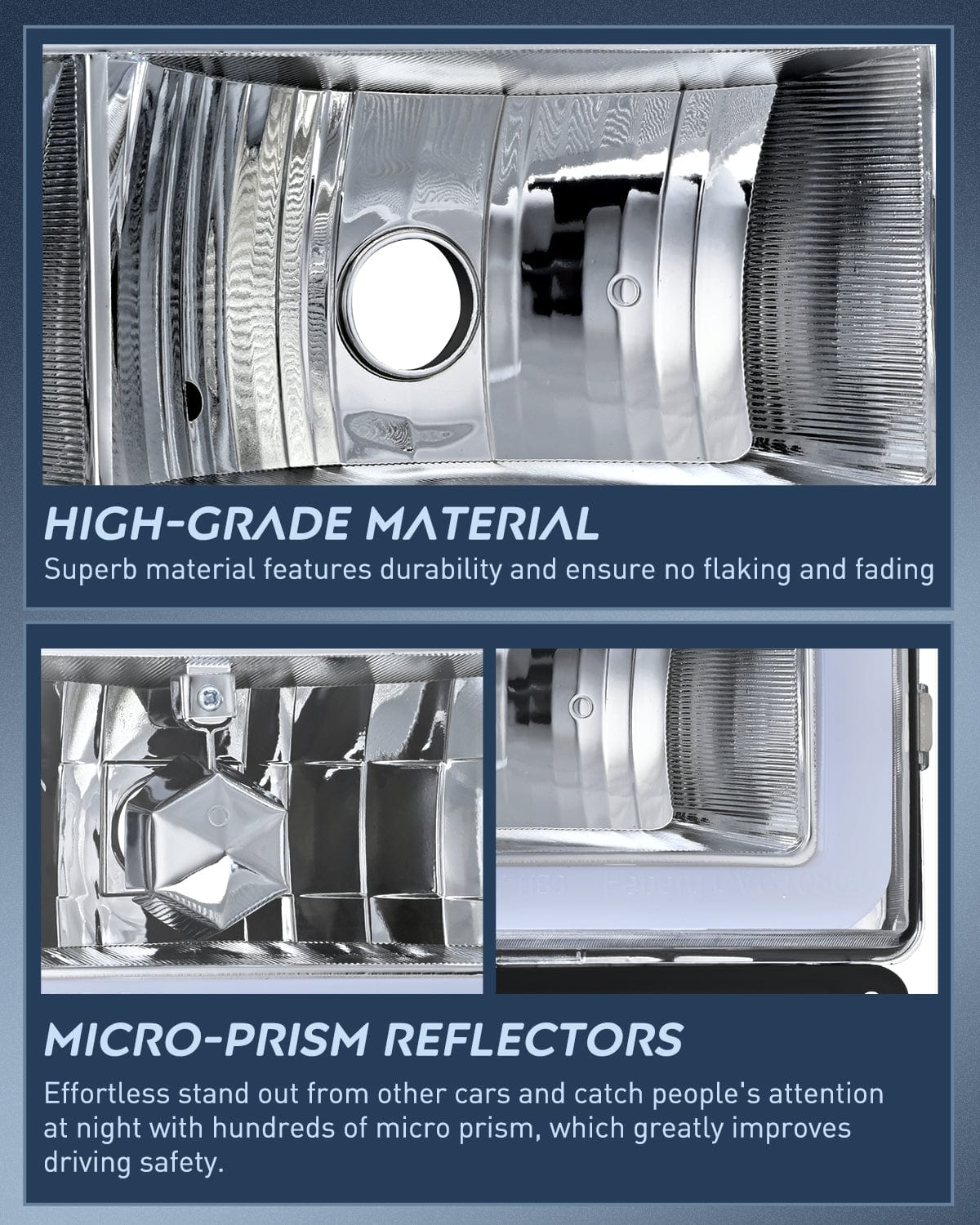 Headlight Assembly 1988 1989 1990 1991 1992 1993 1994 1995 1996 1997 Chevrolet GMC C10 C/K 1988-1999 Silverado Suburban Sierra Blazer Tahoe Yukon DRL Headlight Assembly Chrome Case