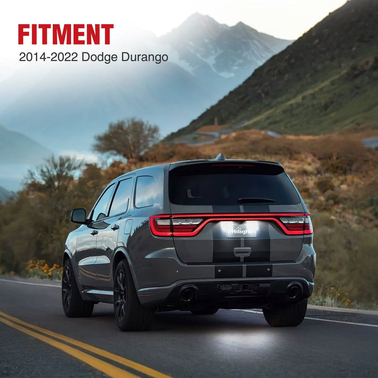 Tail Brake Turn Reverse Lights License Plate Lights Compatible with 2014 2015 2016 2017 2018 2019 2020 2021 2022 2023 Dodge Durango 6000K White Clear Lens 2PCS Pack