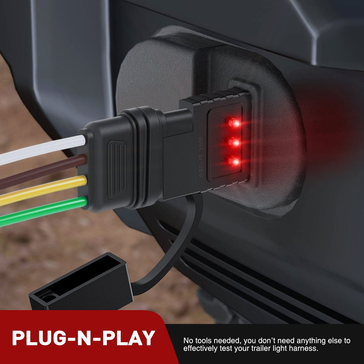 Accessories 4 Way Flat LED Indicator Trailer Tester for Turn Signal Tail & Reverse Lights