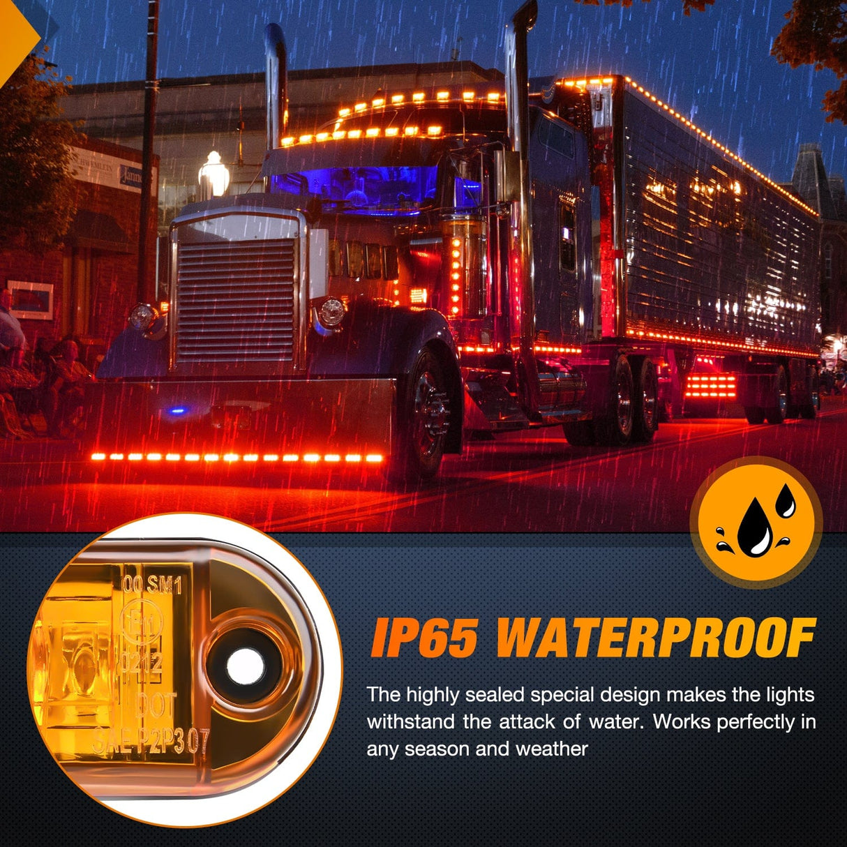 Side Marker Clearance Lights 2.5Inch Oval Amber 2 Diode LED Side Marker Light 20PCS