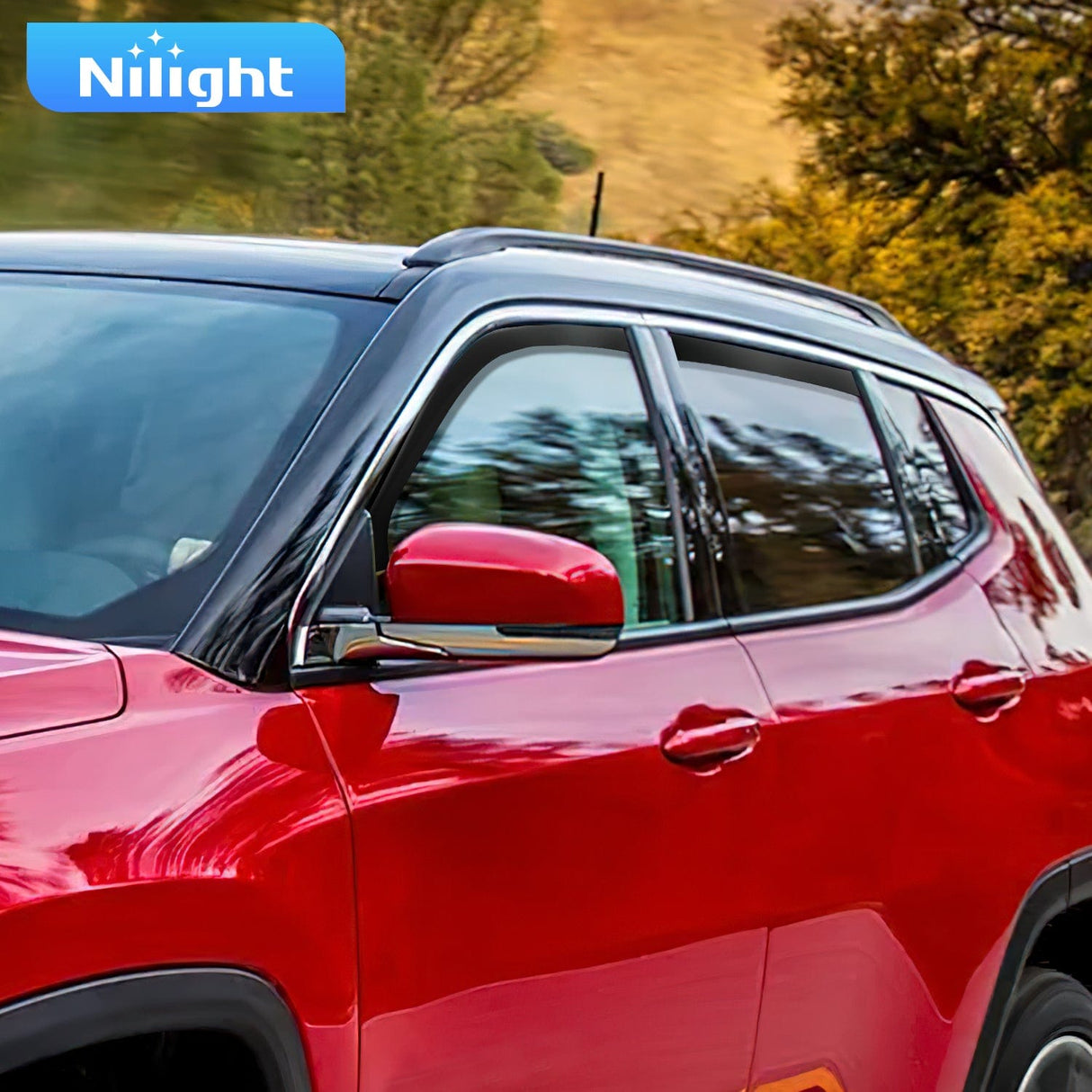 Rain Guards Vent Window Visors for Jeep Compass 2017 2018 2019 2020 2021 2022 2023 2024, in-Channel Rain Guards, Original Window Deflectors-4PCS