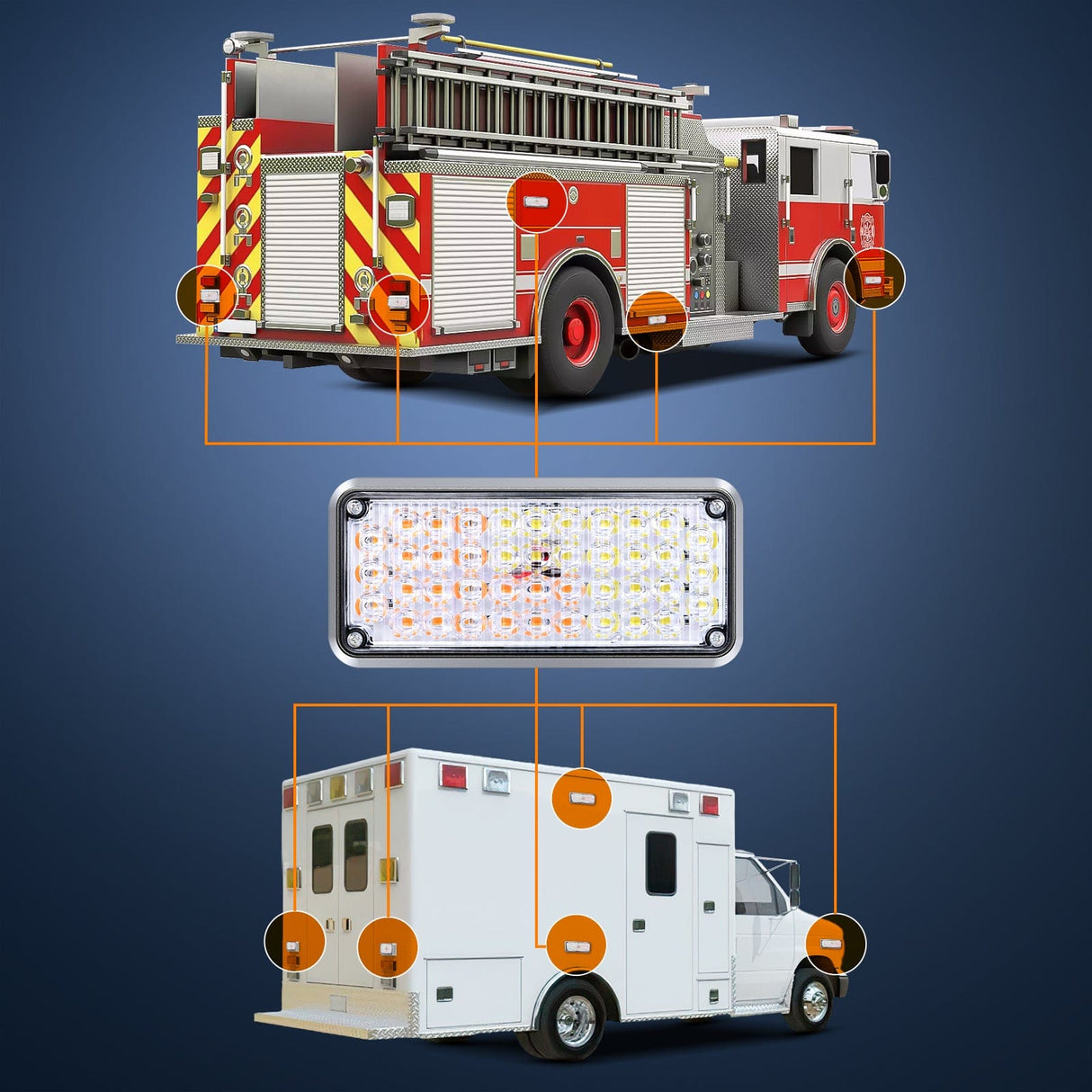 led strobe light 42LED Amber White Wireless Magnetic Strobe Lights Surface Mount Waterproof 5 Patterns (Pair)