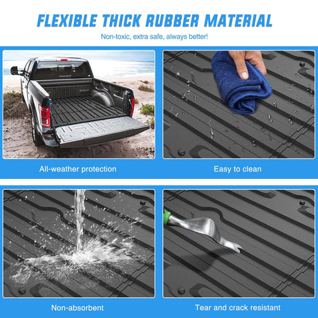 Truck Bed Mat 6.8ft Rubber Short Bed For 2017 2018 2019 2020 2021 2022 2023 Ford F-250 / F-350 / F-450