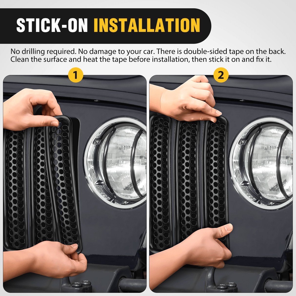 Accessories 7Pcs Front Grille Trims Inserts Cover Guard Fit for 1997 1998 1999 2000 2001 2002 2003 2004 2005 2006 Wrangler TJ & Unlimited