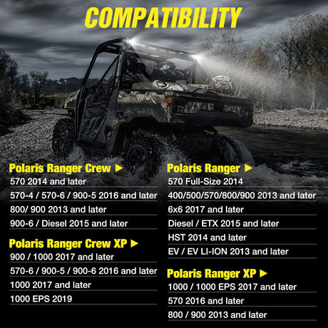 Nilight Rear Roof Backup Light Bar Brackets Reverse LED Lights Pod Mounting Bracket for Polaris Pro-fit Cage Compatible with 2013-2024 Ranger Full Size 570 800 900 1000 XP Crew 900 1000