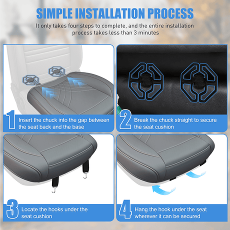 Vehicle Seat Belt Covers Car Seat Cushion Cover Gray Geometric Embroidered Leather Front Seats Waterproof Anti-Slip Comes with Storage Bag Wraps Bottom Fits Cars Sedan Van SUV Truck