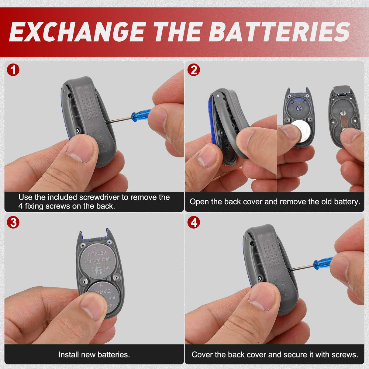 LED Safety Light 4PCS Blue Marine Navigation Bike Tail Lights Three Modes Waterproof Reflective Gear Clip On Flash Strobe Indicator Lamp for Night Boating Fishing