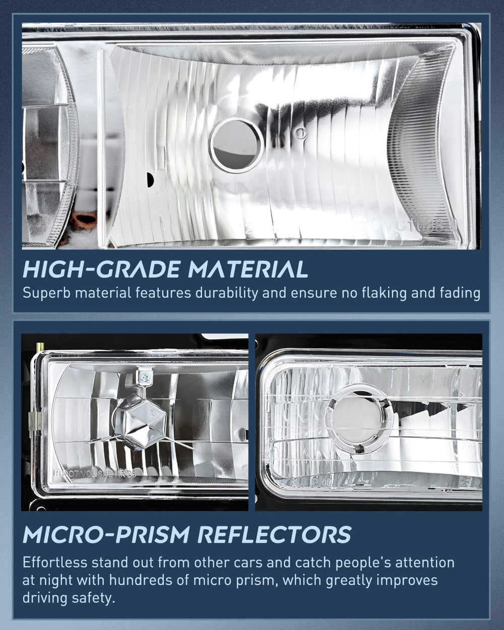 Headlight Assembly 1988 1989 1990 1991 1992 1993 1994 1995 1996 1997 Chevrolet GMC C10 C/K 1988-1999 Silverado Suburban Sierra Blazer Tahoe Yukon Headlight Assembly Chrome Housing