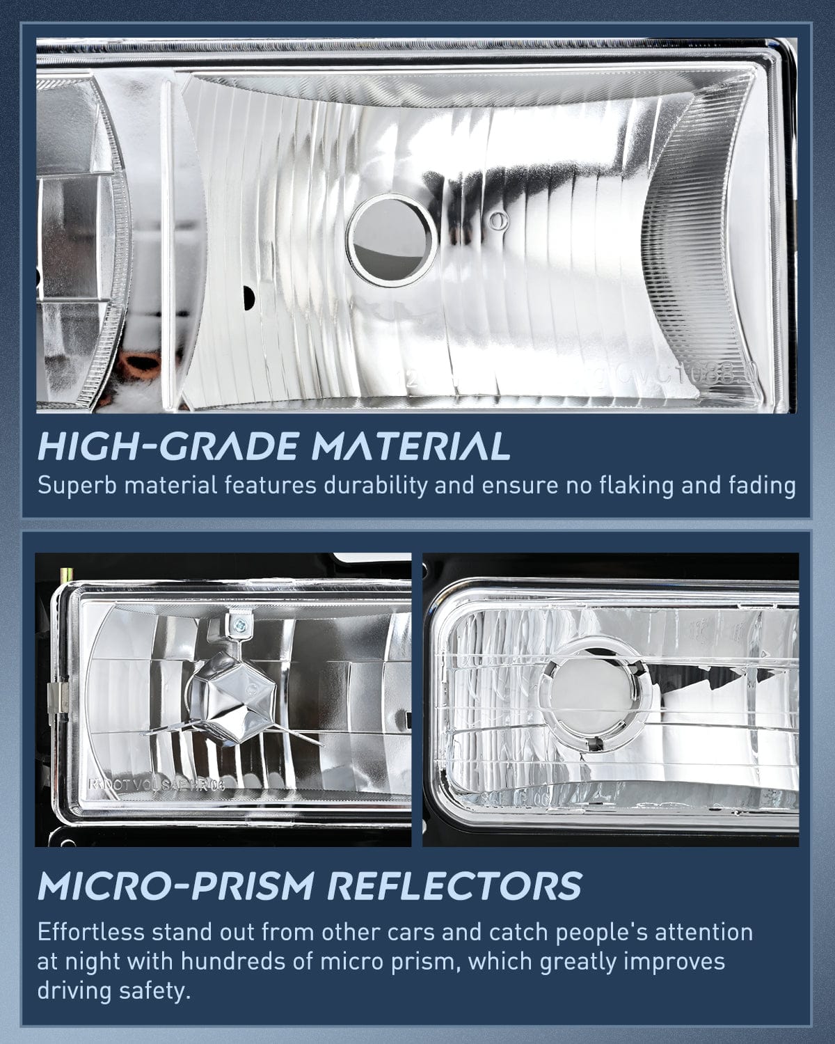 Headlight Assembly 1988 1989 1990 1991 1992 1993 1994 1995 1996 1997 Chevrolet GMC C10 C/K 1988-1999 Silverado Suburban Sierra Blazer Tahoe Yukon Headlight Assembly Chrome Housing