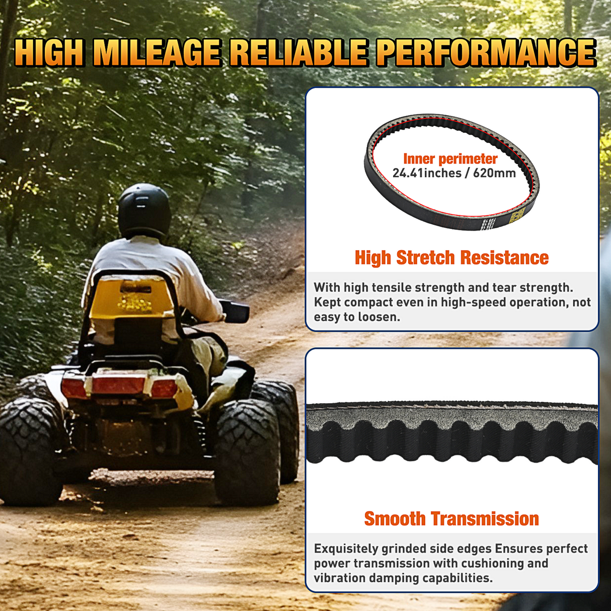 Drive Belt 669-18-30 Replacement for 4 Stroke GY6 49cc 50cc 139QMB Engine Premium CVT Drive Belts for Axis m200 Roketa Baja Tank Jmstar Taotao Jonway Vespa Scooter Moped ATV, 1 Pack #669 18 30