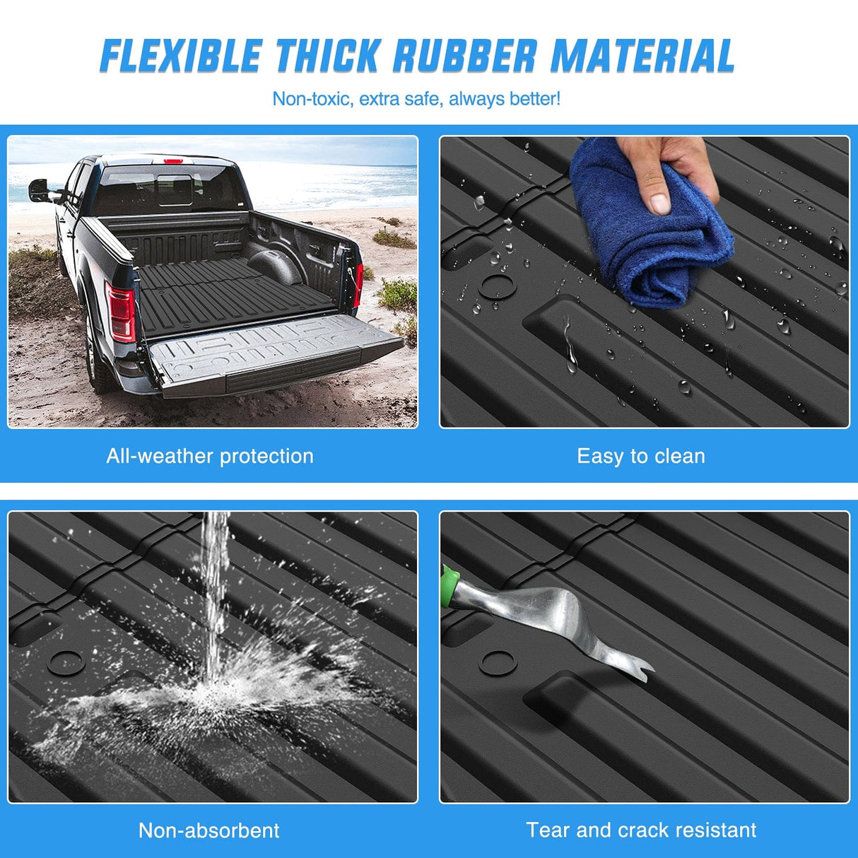 Truck Bed Mat 5ft Rubber Short Bed For 2015 2016 2017 2018 2019 2020 2021 2022 2023 Ford F-150