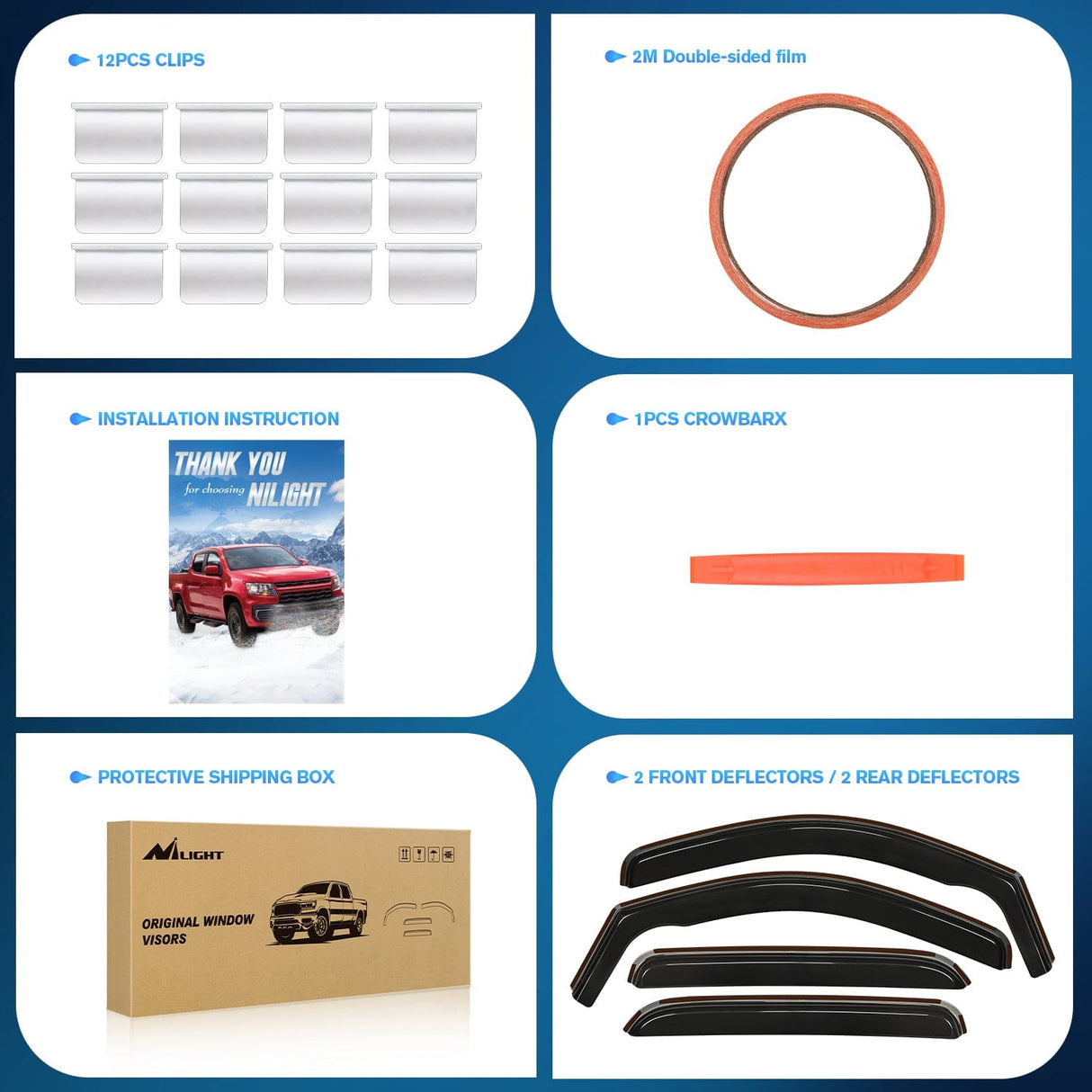 Rain Guards Window Visor Compatible with Chevy Silverado 1500/Avalanche 2007 2008 2009 2010 2011 2012 2013 GMC Sierra 1500/Silverado/Sierra 2500-3500HD Crew Cab Yukon XL in Channel Rain Guards