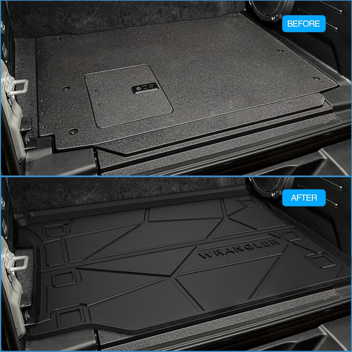Cargo Mats 2018 2019 2020 2021 2022 2023 2024 2025 Jeep Wrangler JL Unlimited 4 Door (Not for JK or 4XE) Cargo Mats Subwoofer