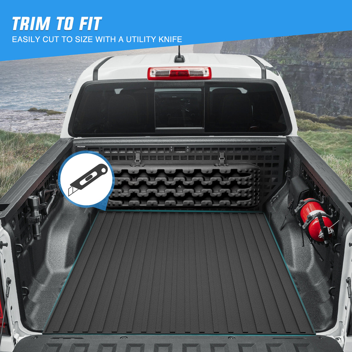 Nilight Heavy-Duty Truck Bed Mat Utility, Extra-Thick 4OInch x 8Inch Rubber Mat, Tough and Durable, Anti-Slip & Weathertech, Easy to Cut, Trim-to-Fit Design