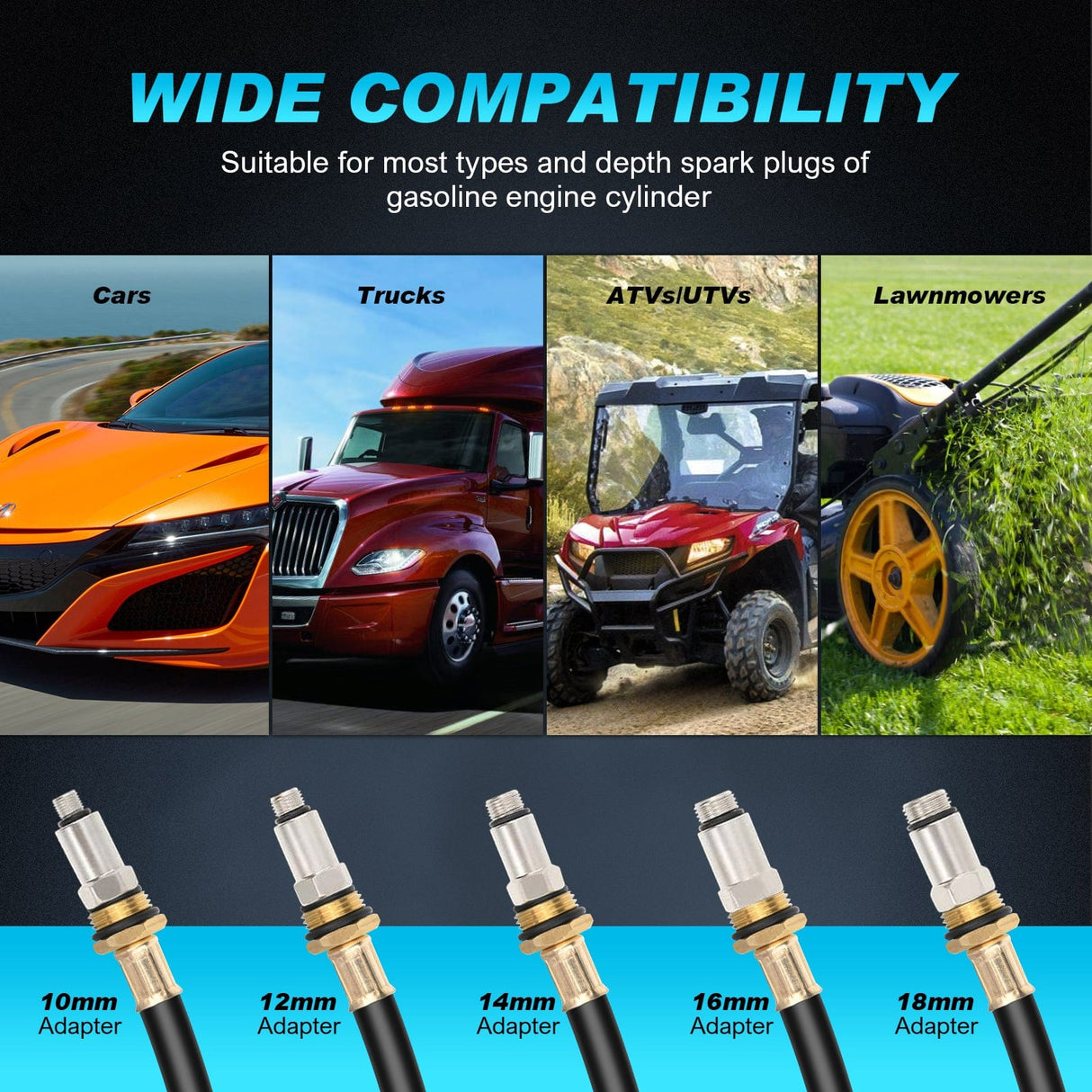 inflator 11 PCS Engine Compression Tester Kit with Spark Plug